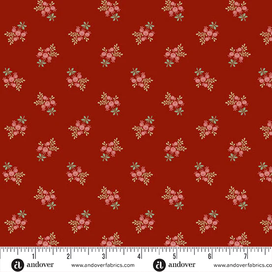 Andover Always and Forever 1665 R Cranberry Rosehips By The Yard