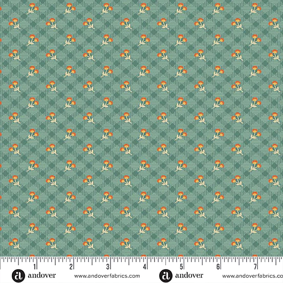 Andover Autumn Woods 1549 T Stone Blue Harvest Check By The Yard
