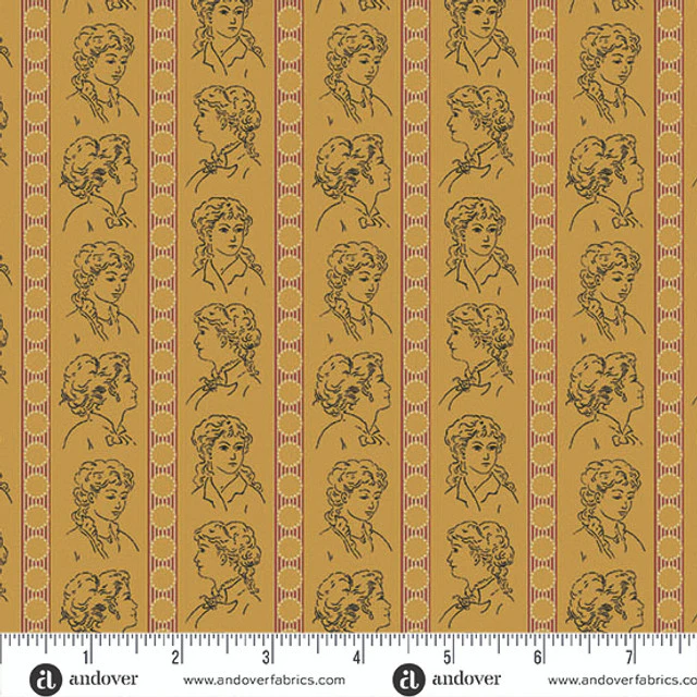 Andover Jamestown 3442 Y Ochre Striped Silhouettes By The Yard