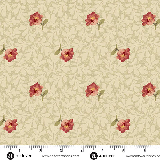 Andover Laundry Line 10099 R Cream Red Buttercup By The Yard