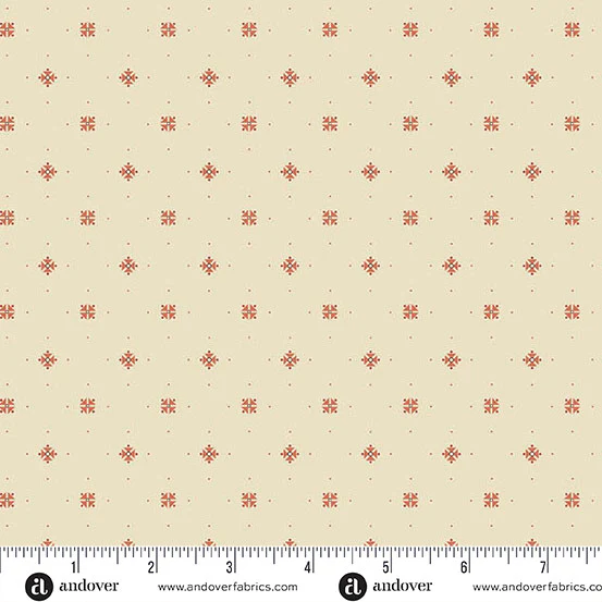 Andover Laundry Line 10102 R Cream Red Starshine By The Yard