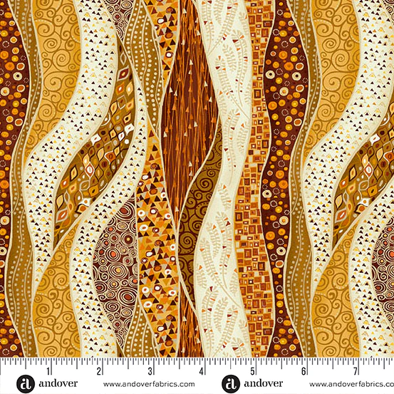 Andover/Makower Golden MU156 Y Yellow Wave By The Yard
