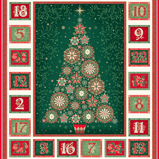 Andover/Makower Good Tidings MU110 1 Multi Advent Calendar 24" PANEL By The PANEL (Not Strictly By The Yard)
