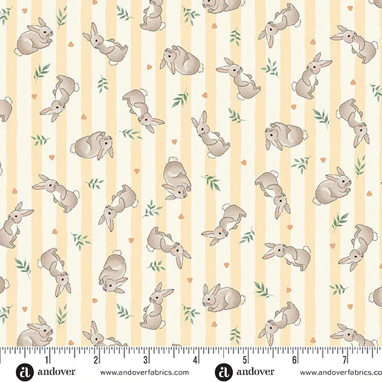 Andover/Makower Little Ones MU191 Y Yellow Bunnies By The Yard