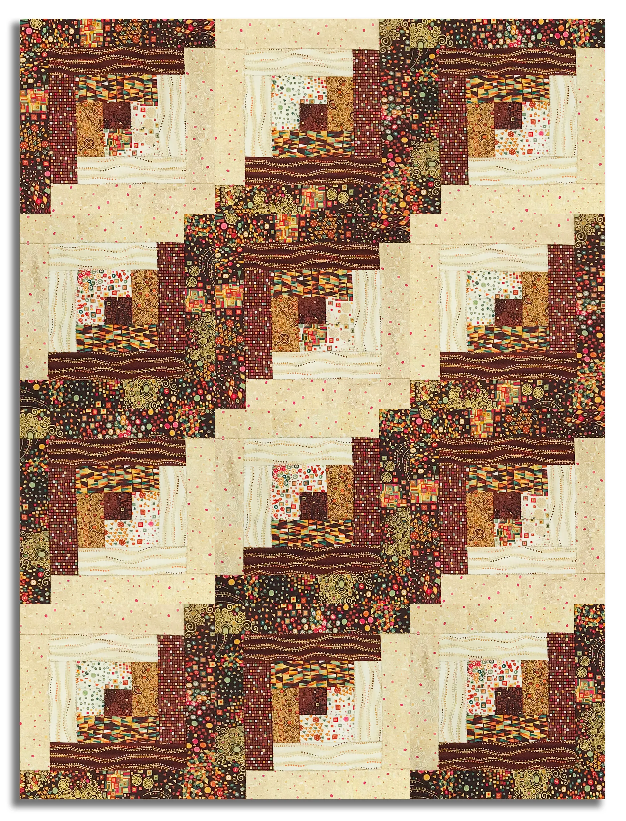 Andover/Makower Pre-Cut 12 Block Log Cabin Quilt Kit - Golden - Image 3