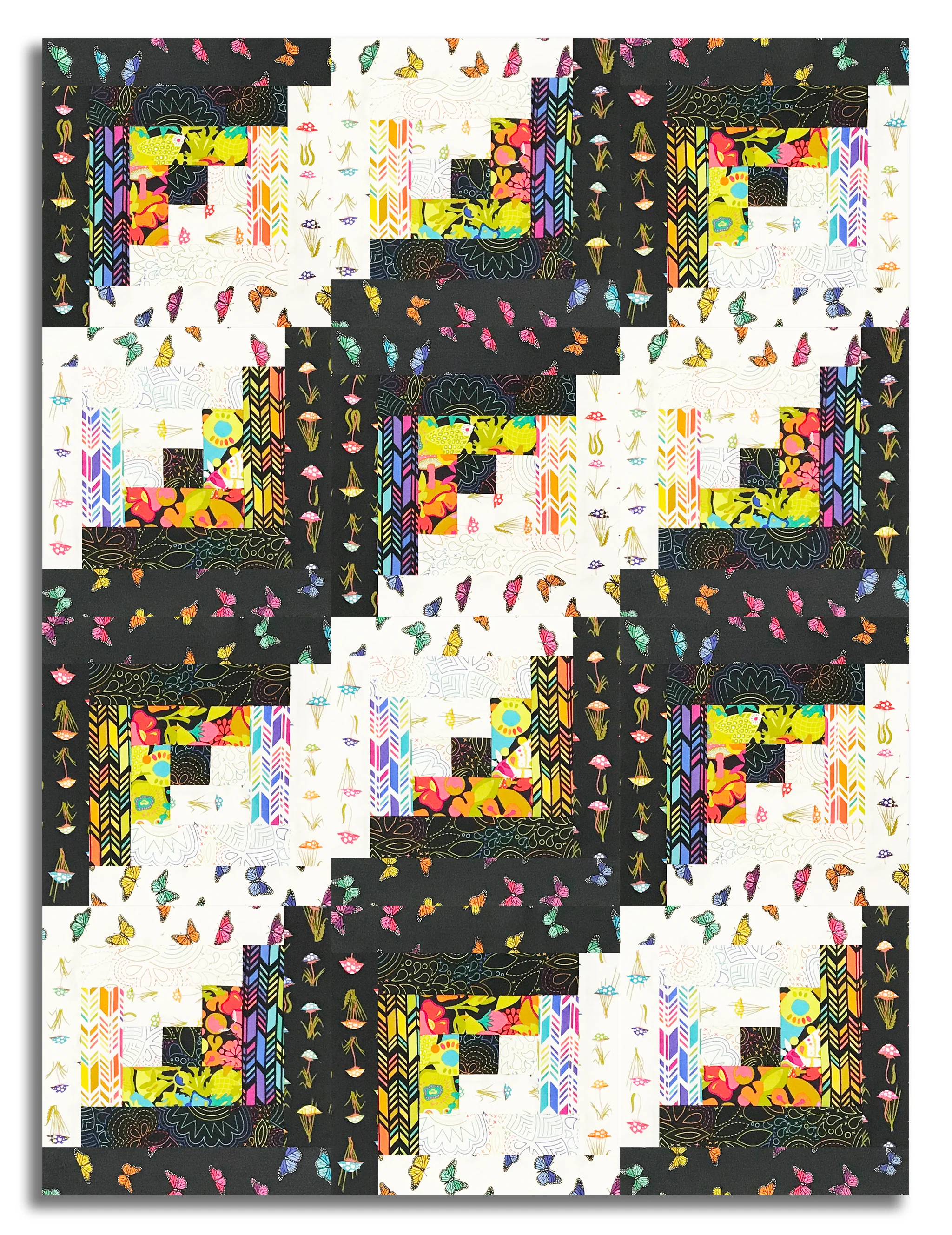 Andover Pre-Cut 12 Block Log Cabin Quilt Kit - Color Wheel - Image 3