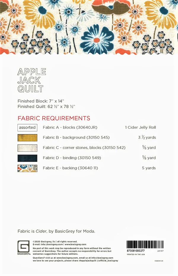 APPLE JACK - BASICGREY Quilt Pattern 027 - Image 2