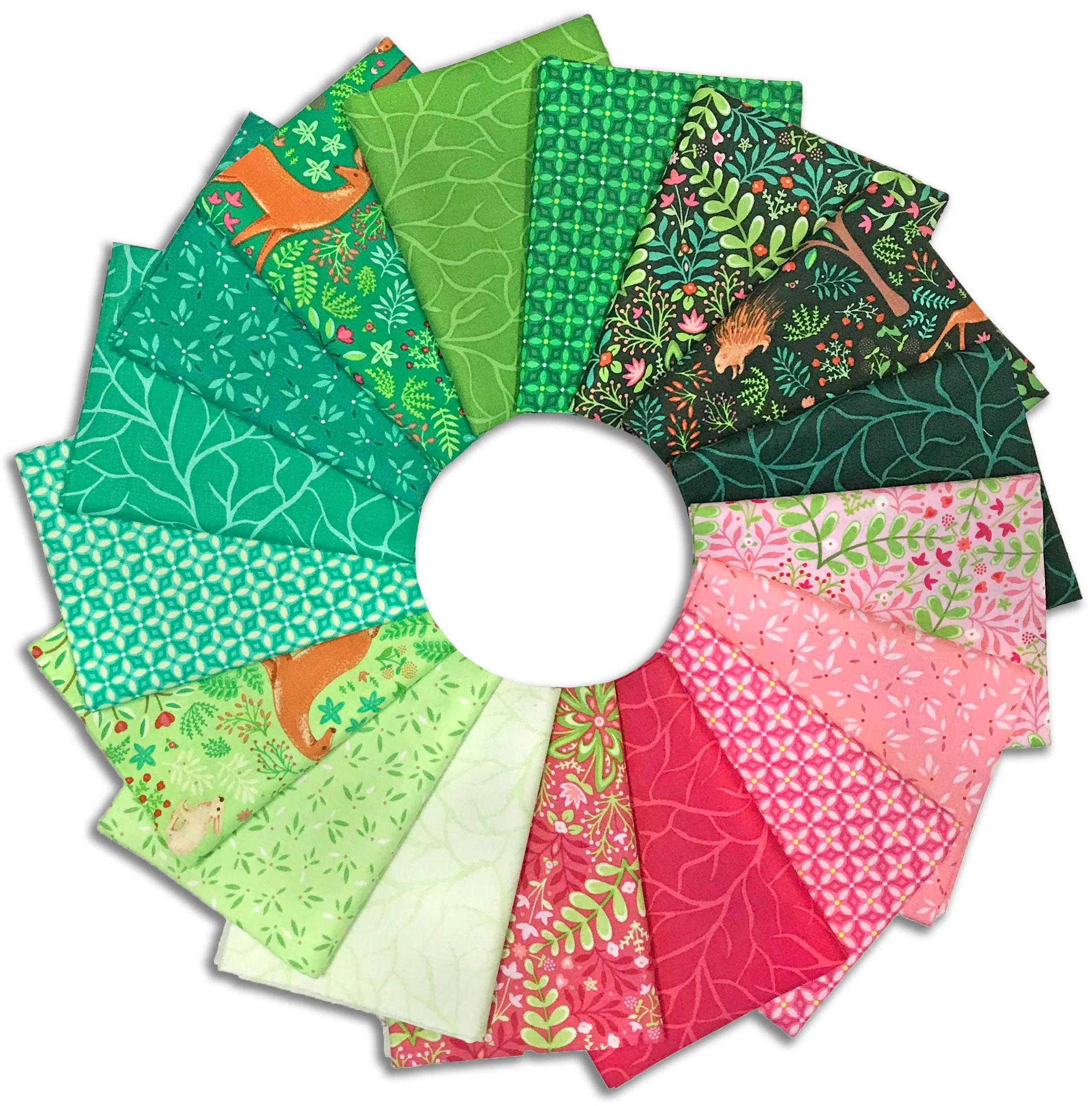 Benartex Pre-Cut 17 Piece Fat Quarter Bundle - FQFFFPK - Flora & Fauna: FOREST