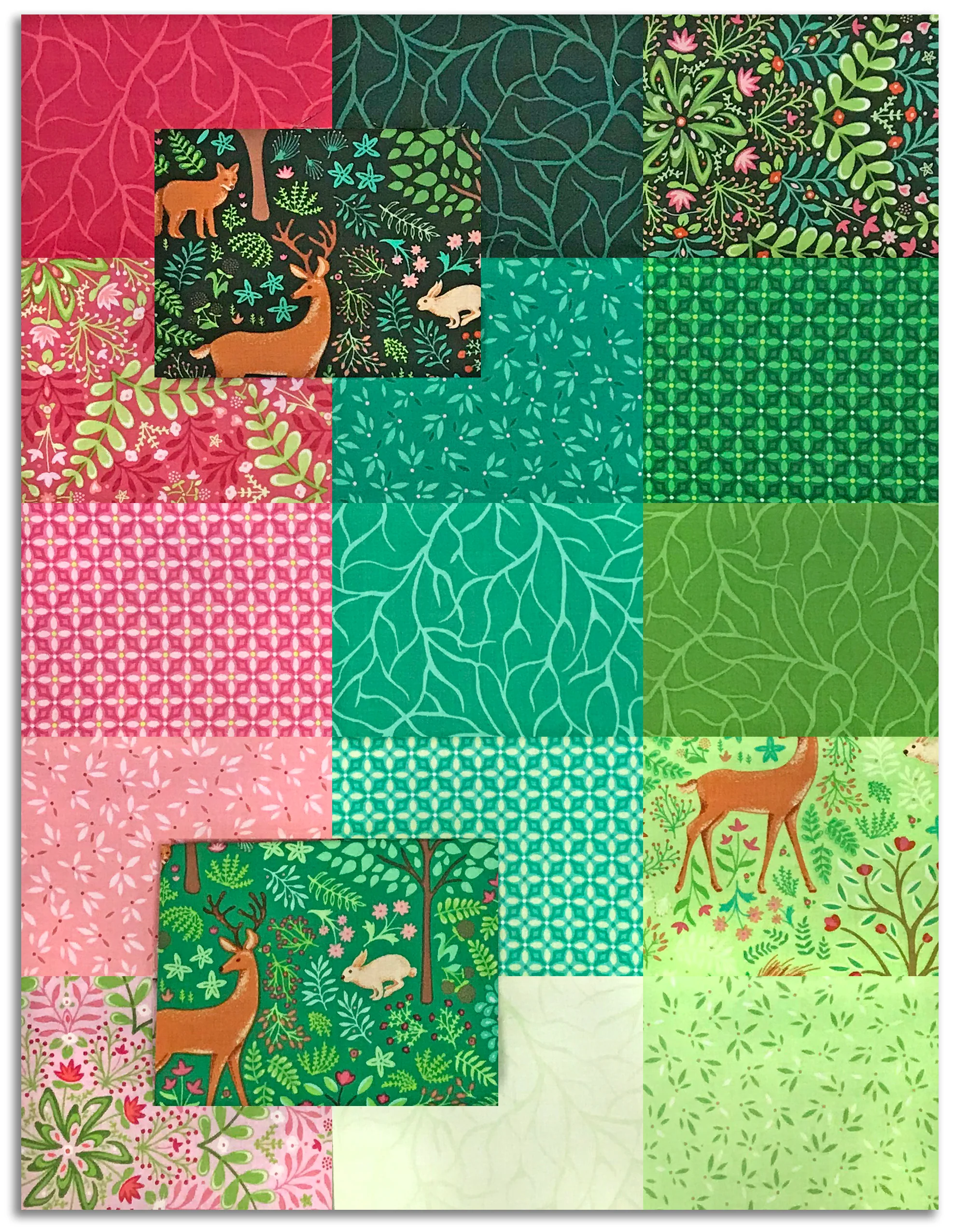 Benartex Pre-Cut 17 Piece Fat Quarter Bundle - FQFFFPK - Flora & Fauna: FOREST - Image 2