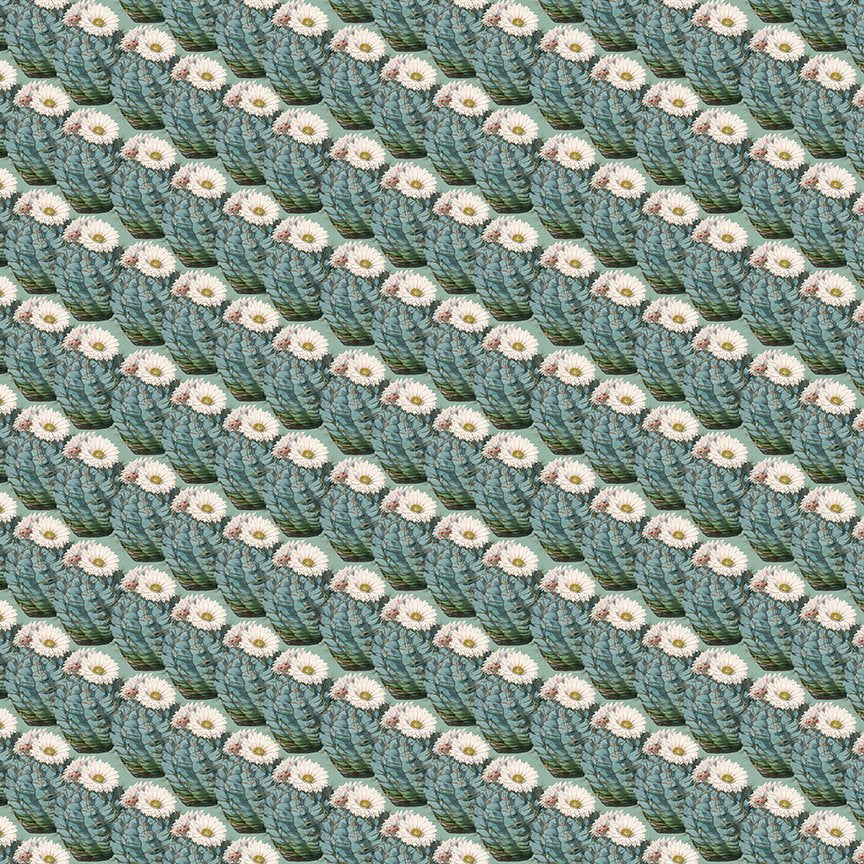 Blank Quilting Desert Bloom 2887 66 Green Cacti With White Flowers On The Bias By The Yard