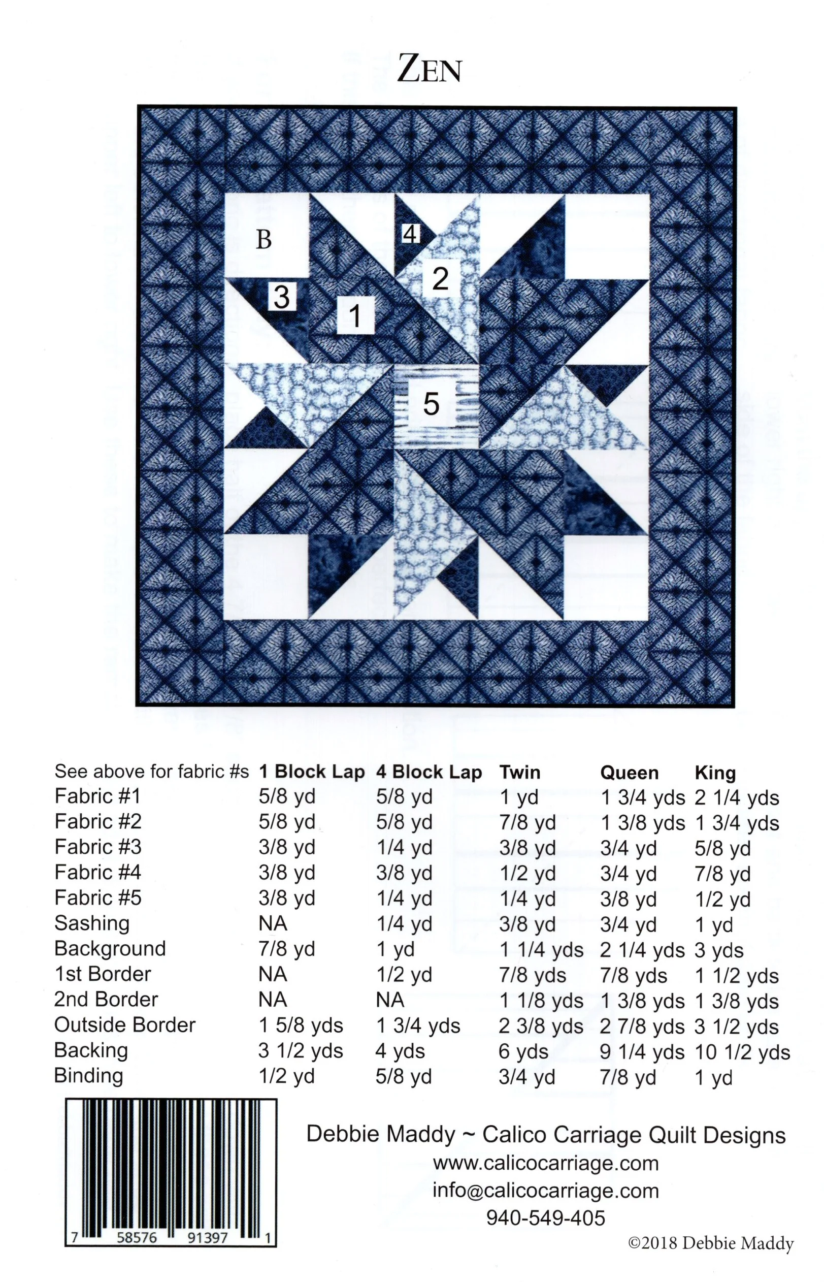 ZEN - Calico Carriage Quilt Designs Pattern CCQD169 - Image 2