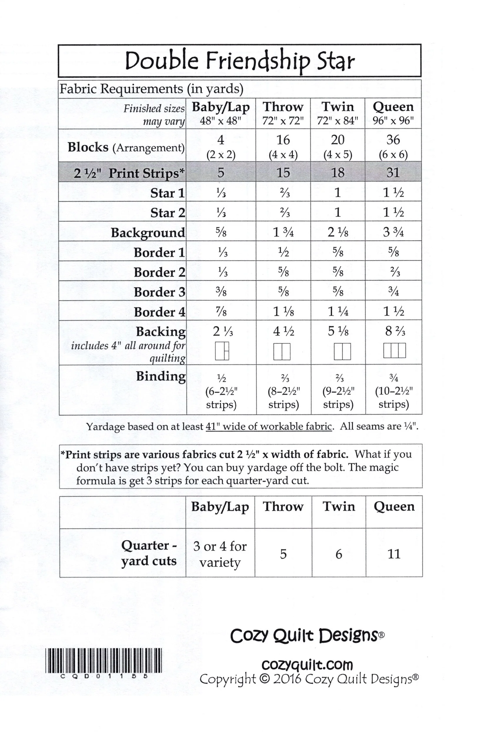 DOUBLE FRIENDSHIP STAR - Cozy Quilt Design Pattern - Image 2