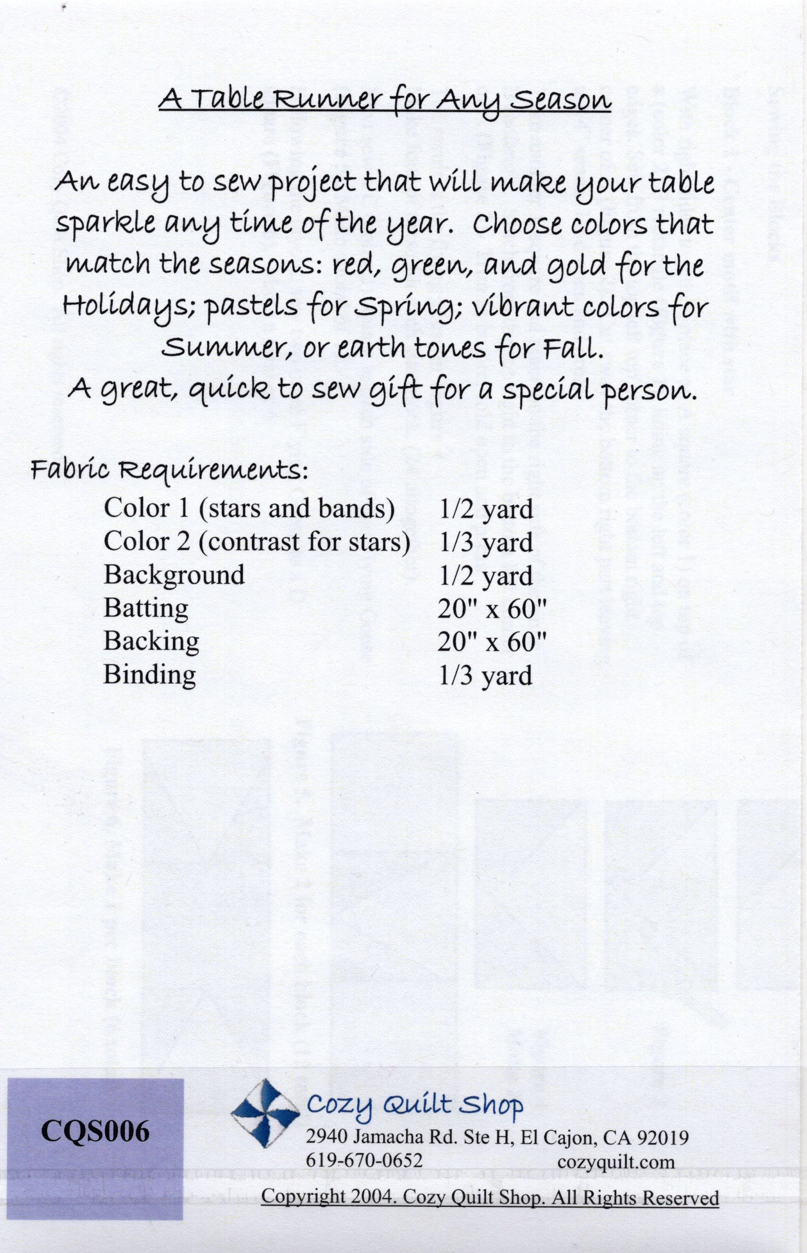 TABLE RUNNER - Cozy Quilt Designs Pattern - Image 2