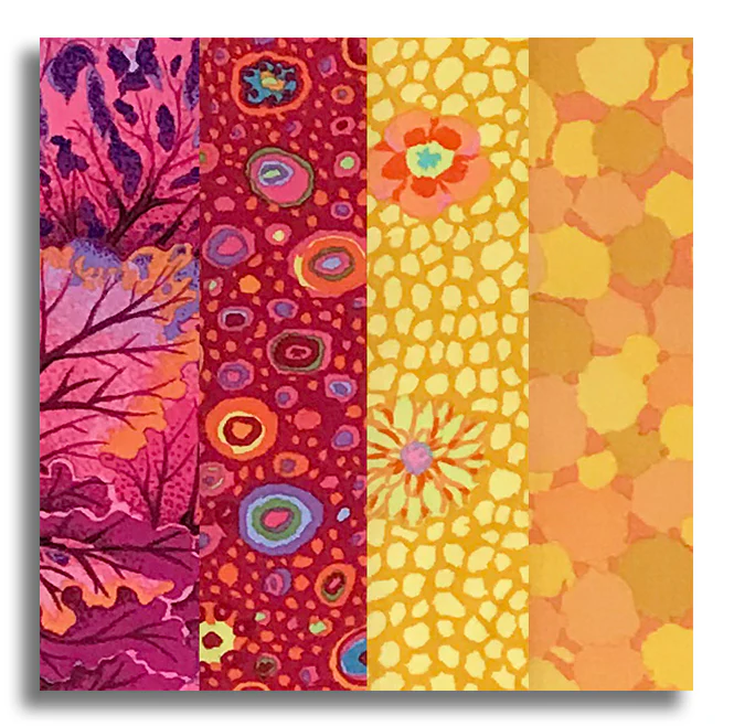 Free Spirit Kaffe Fasset Pre-Cut 24 Block Rail Fence Quilt Kit - Ruby Grapefruit - Image 2