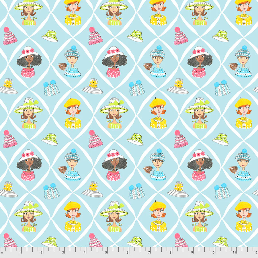 Free Spirit PWAK002 Blue Happy Hatters By The Yard