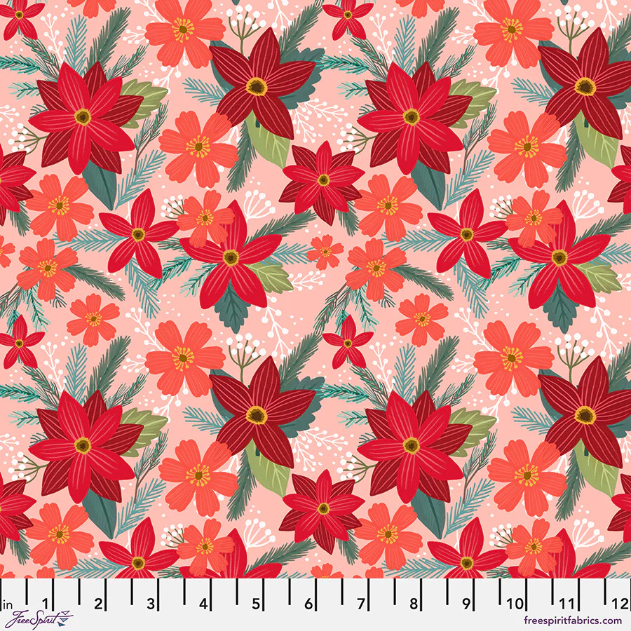 Free Spirit Christmas Cabin PWMC088 Rose Merry Spirit By The Yard