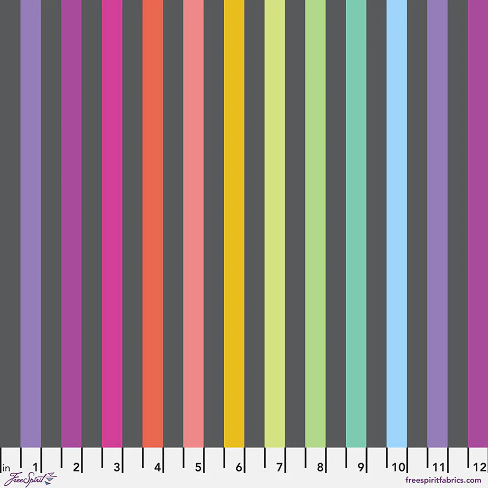 Free Spirit True Colors: Graywork PWTP231 Carbon Disco Stripe By The Yard
