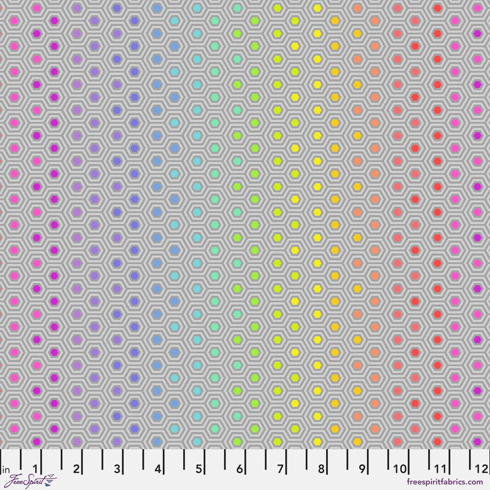 Free Spirit Tula's True Colors PWTP151 Dove Hexy Rainbow By The Yard