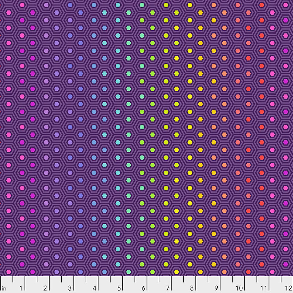 Free Spirit Tula's True Colors PWTP151 Starling Hexy Rainbow By The Yard