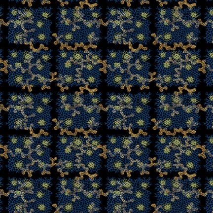 Henry Glass & Co. Mariakerke 3362 77 Prussian Blue Coral Plaid By The Yard