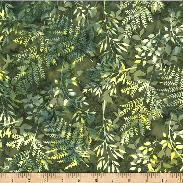 Hoffman Bali Batik X2627 331 Herb Leafy Branches By The Yard