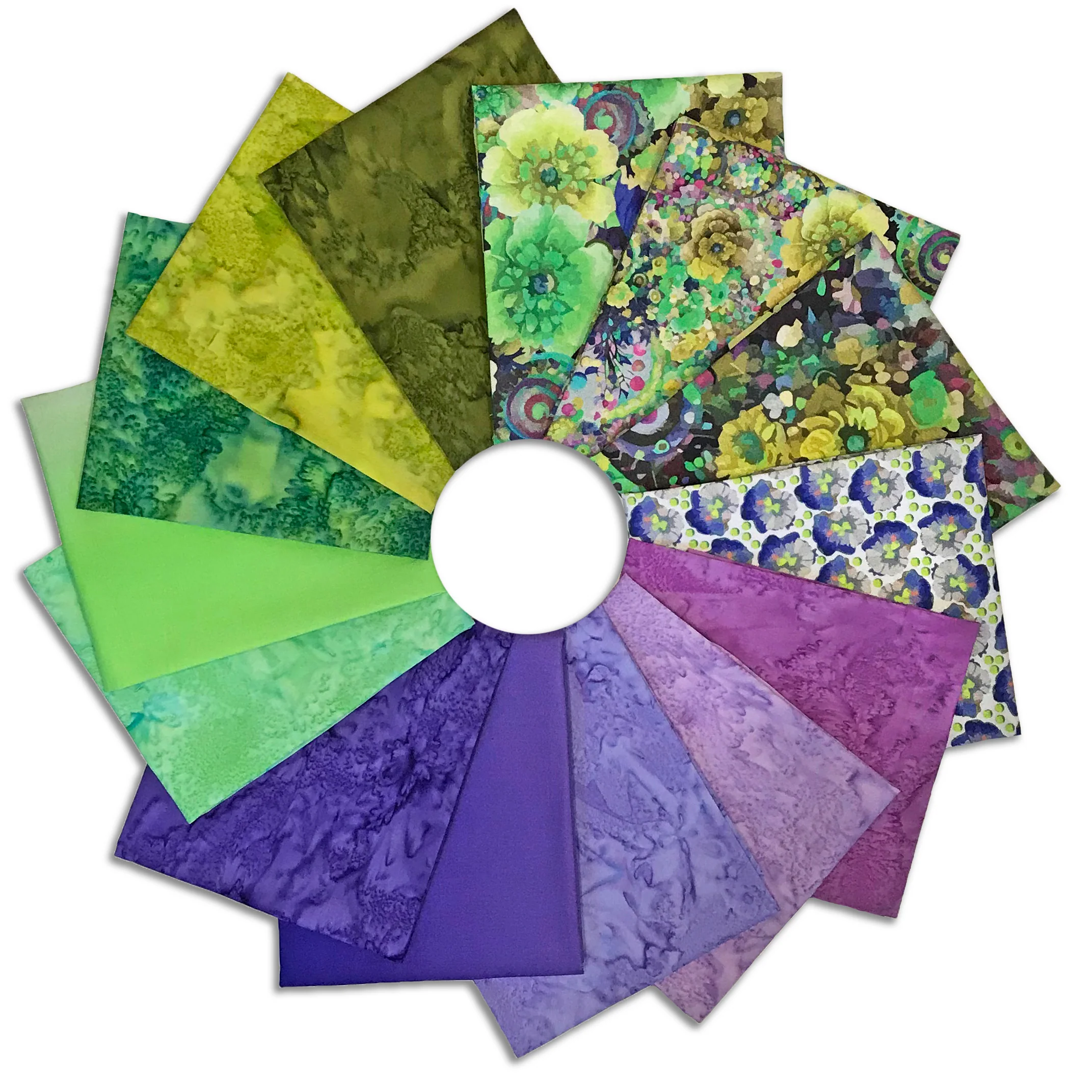 Matt's Hoffman Spectrum Print Pre-Cut 14 Piece Fat Quarter Bundle - Whimsical Flower Garden - PURPLE
