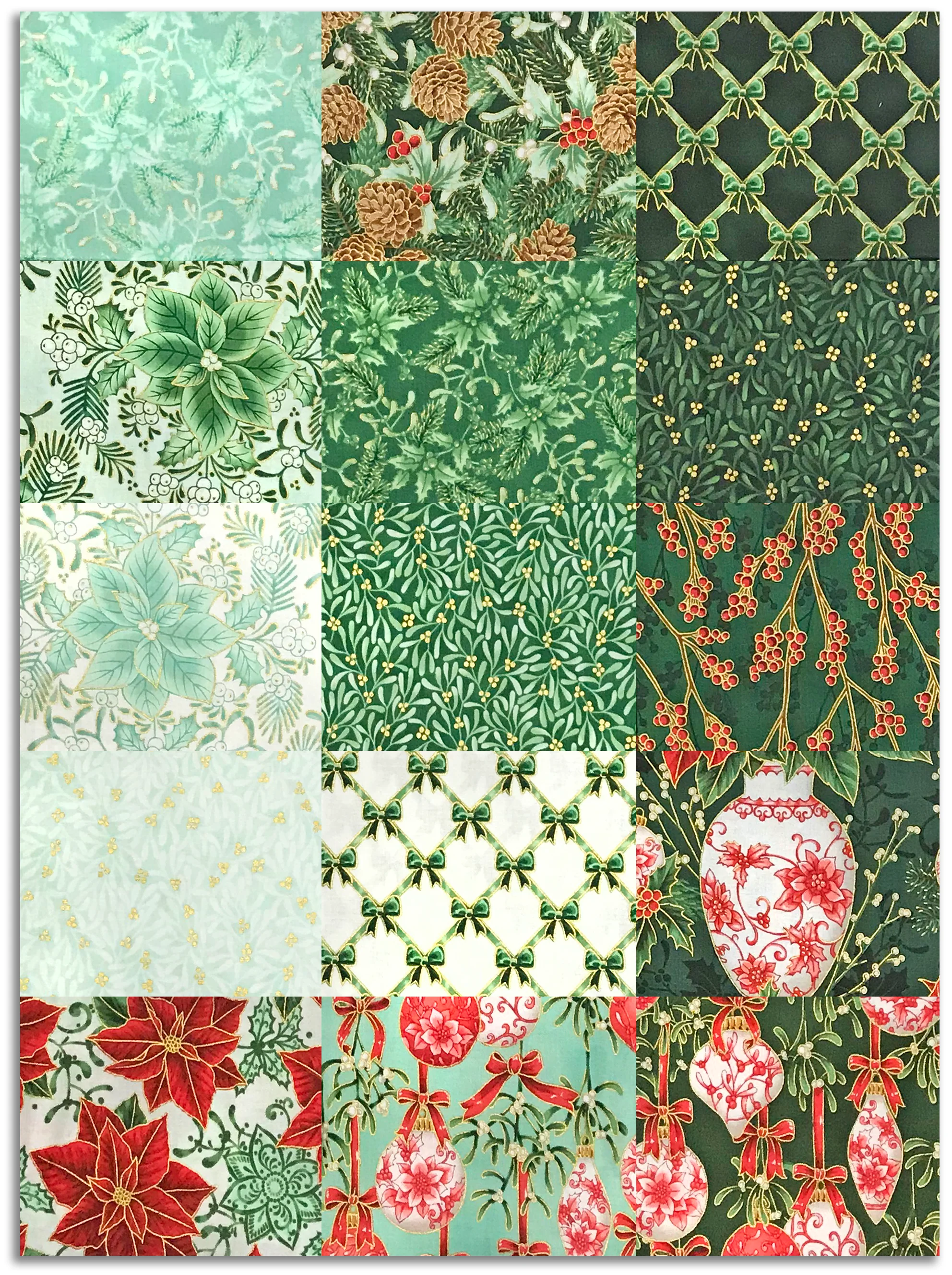Kaufman Pre-Cuts 15 Piece Fat Quarter Bundle - 2144 15 - Holiday Flourish: Festive Finery - SPEARMINT - Image 2