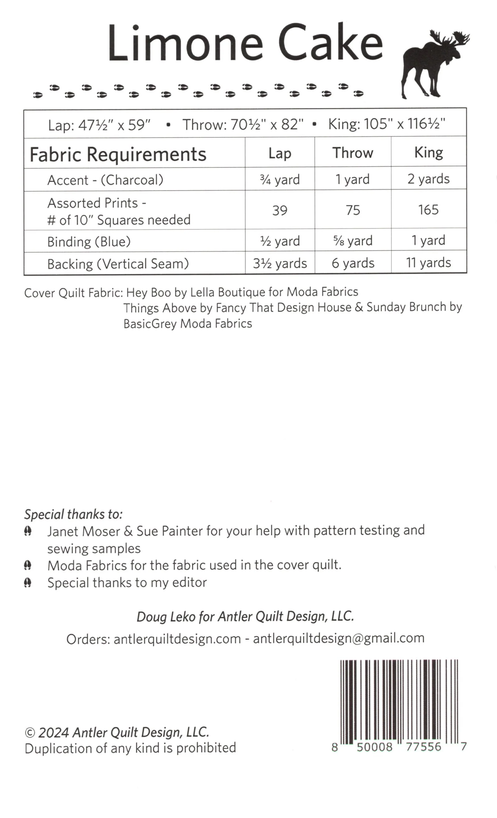 LIMONE CAKE - Antler Quilt Design Pattern AQD0299 DIGITAL DOWNLOAD - Image 2