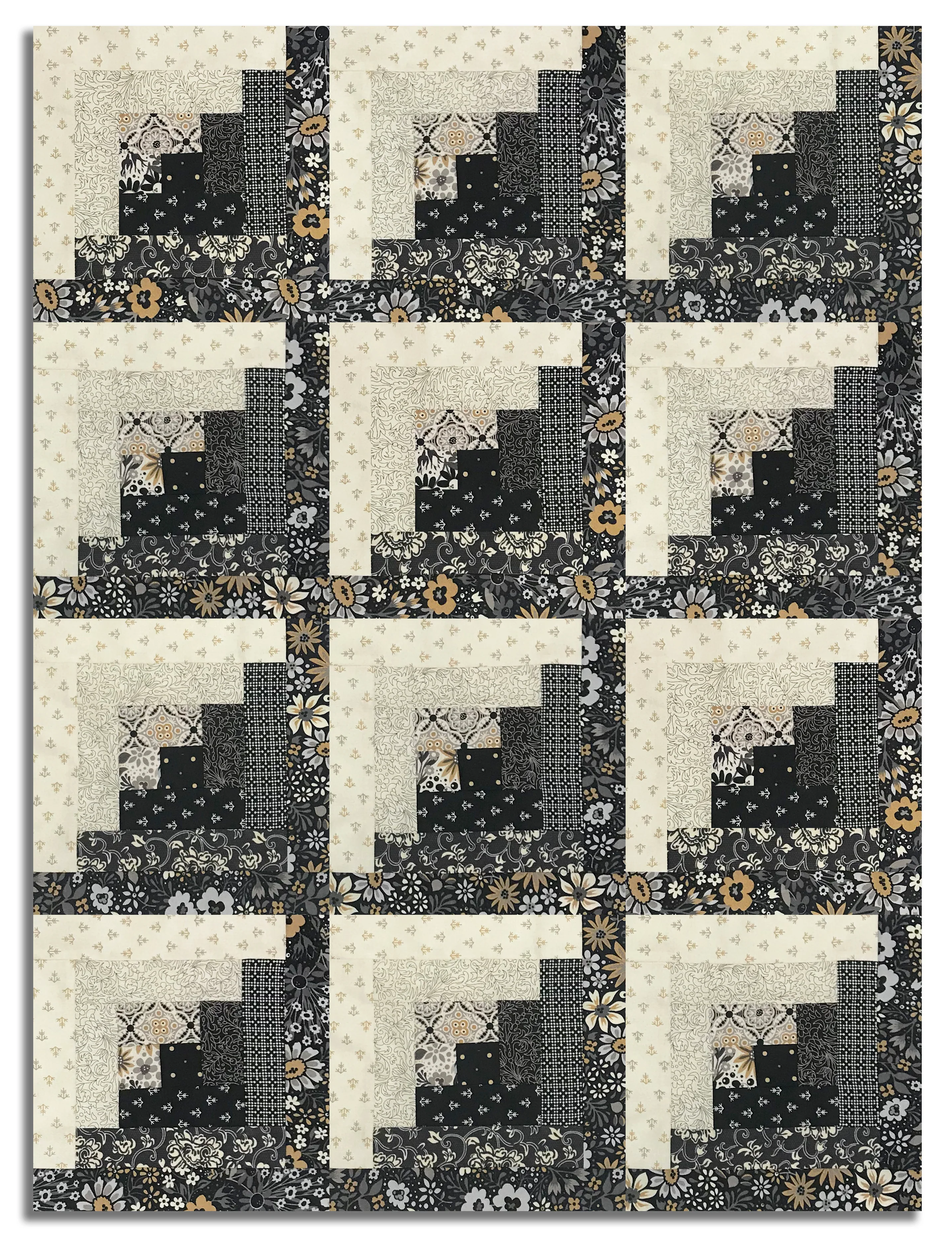 Moda BasicGrey Pre-cut 12 Block Log Cabin Quilt Kit - Posh - Image 2