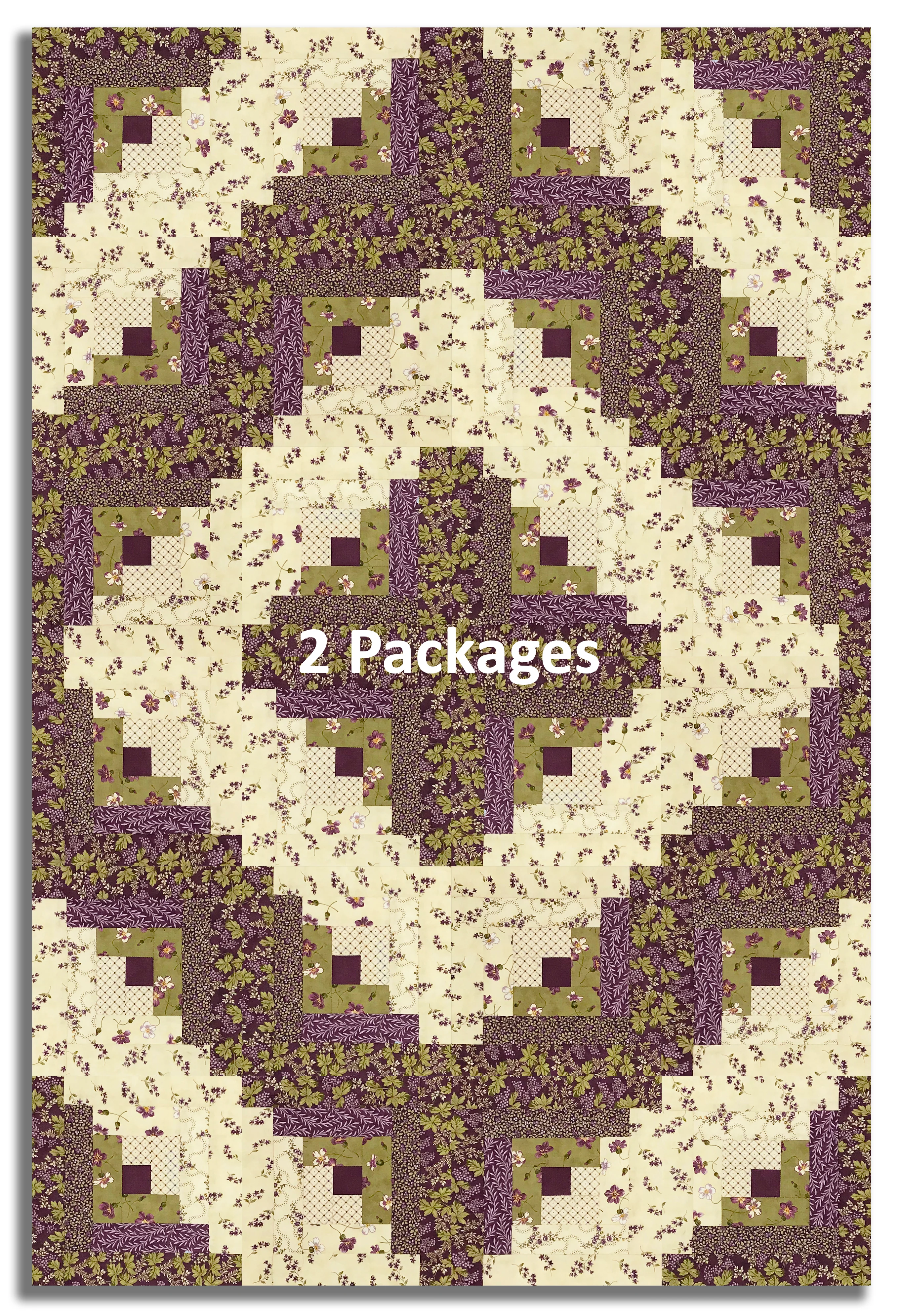 Moda Pre-cut 12 Block Log Cabin Quilt Kit - Collection For A Cause: Essence - Plum - Image 4
