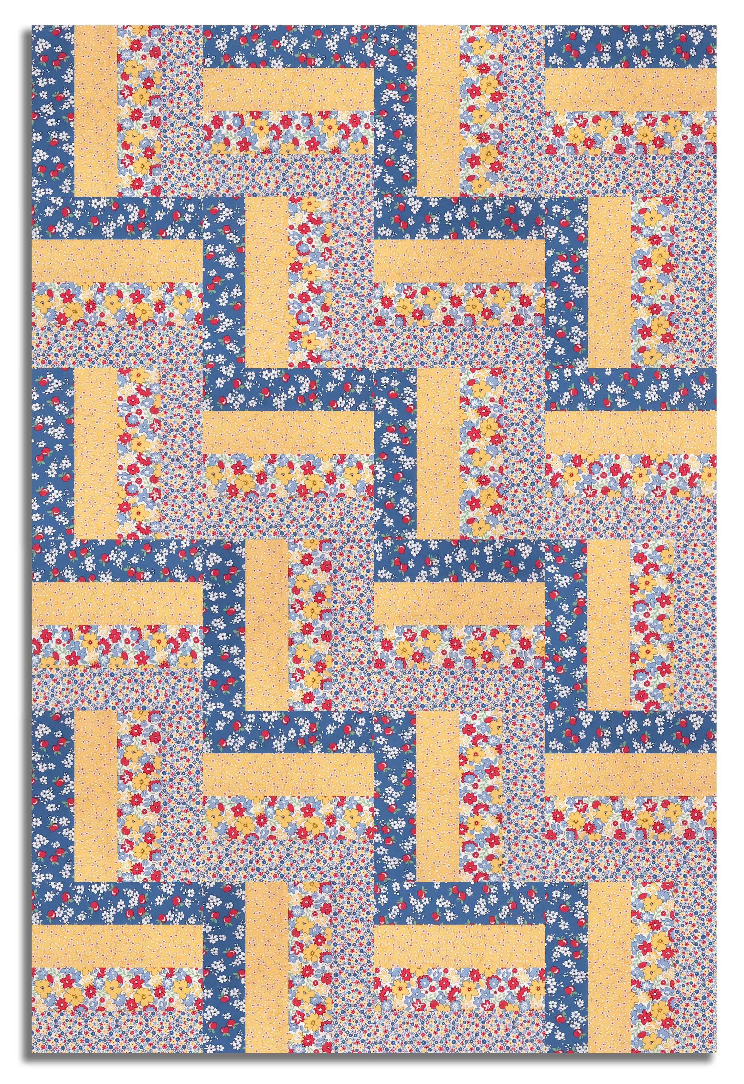 Moda Pre-cut 24 Block Rail Fence Quilt Kit - 30's Playtime 2025- Yellow