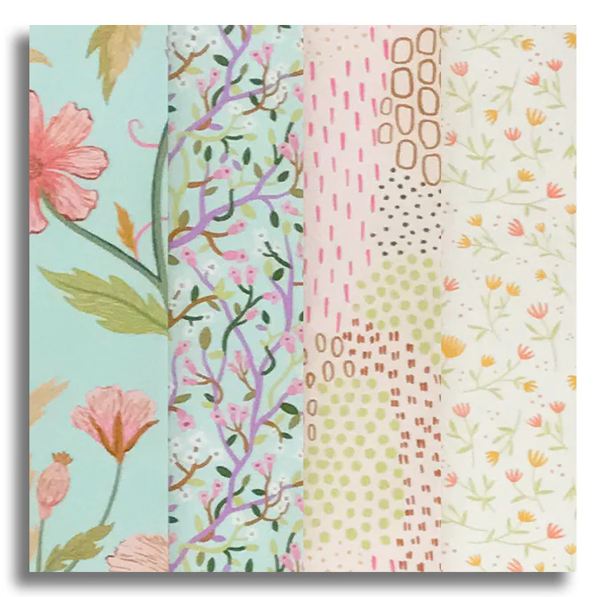 Moda Pre-cut 24 Block Rail Fence Quilt Kit - Floral Fondant - Sky - Image 2