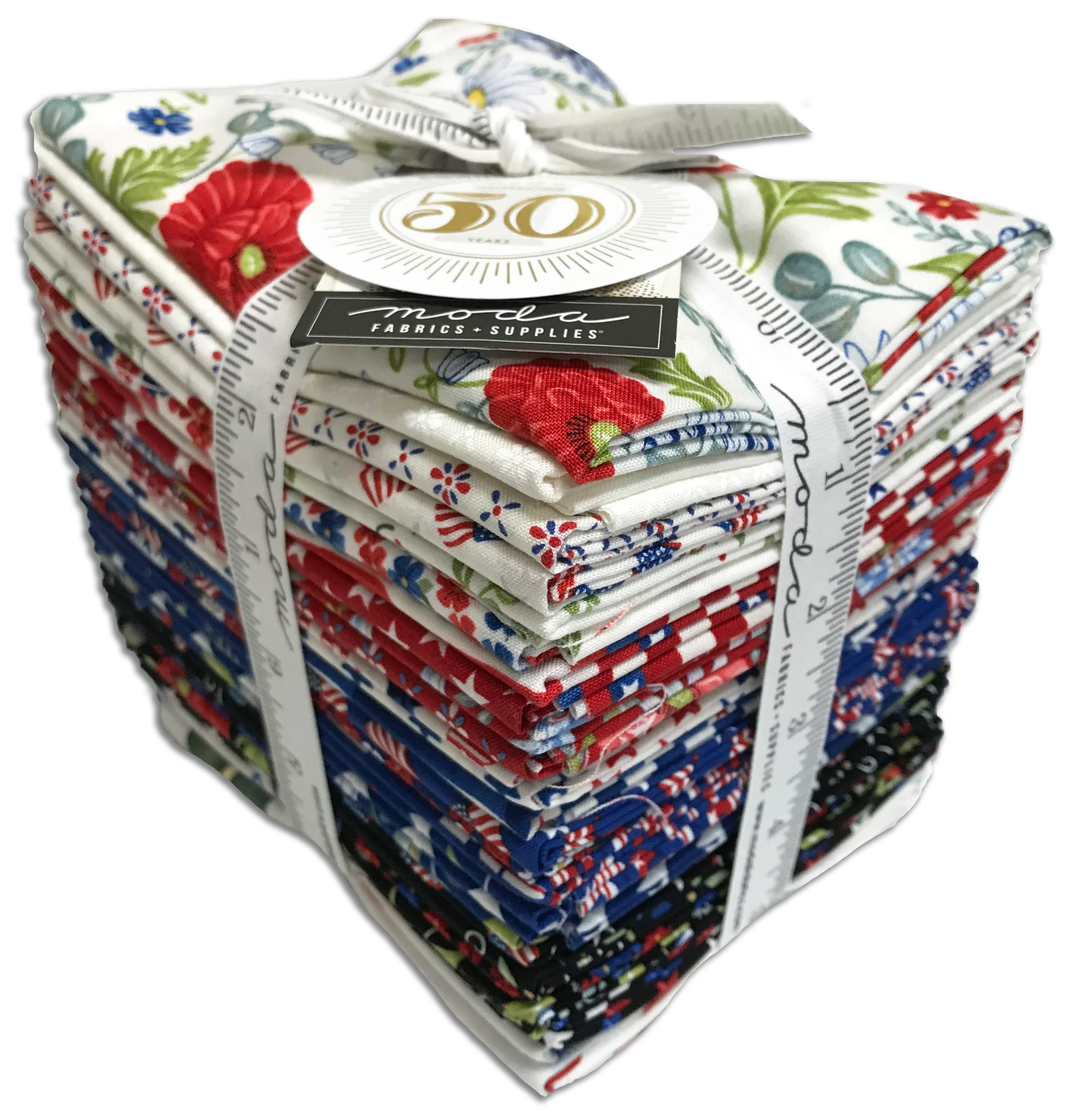 Moda - Pre-Cut 25 Piece Fat Quarter Bundle  - Red White And Bloom - Image 3