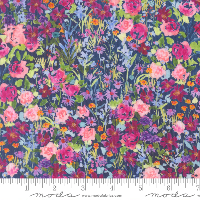 Moda Soulstice 39866 12 Navy Garden Glitter By The Yard