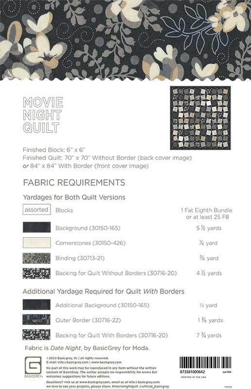 MOVIE NIGHT - BASICGREY Quilt Pattern 064 DIGITAL DOWNLOAD - Image 2