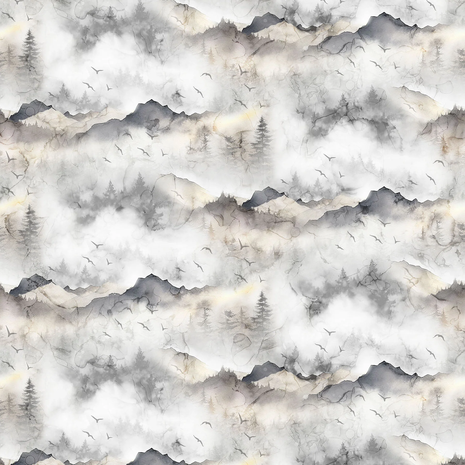 Northcott Digital - Misty Morning DP28649 92 Gray Mountains By The Yard
