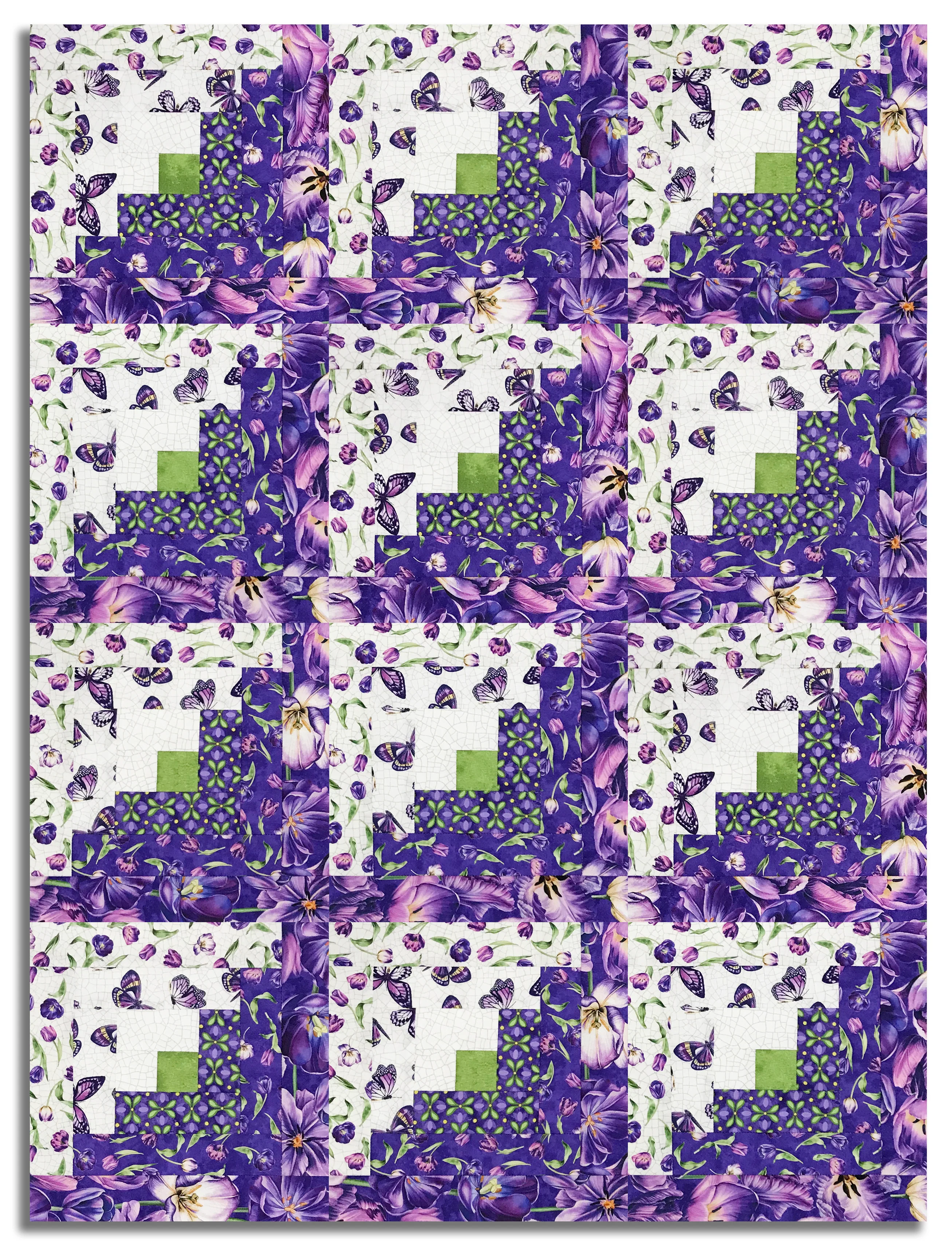 Northcott Pre-Cut 12 Block Log Cabin Quilt Kit -  Tulip Garden - Image 2