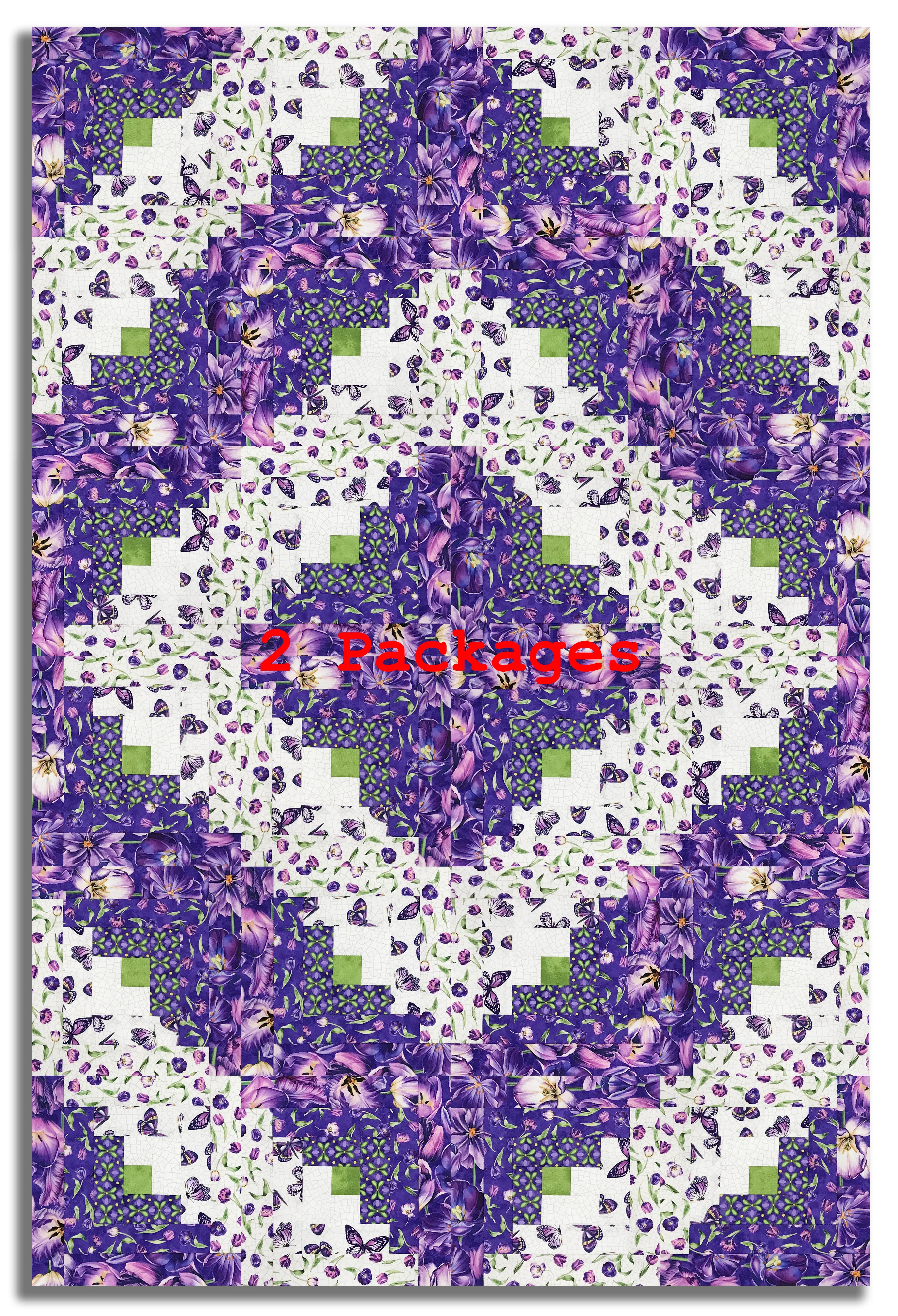 Northcott Pre-Cut 12 Block Log Cabin Quilt Kit -  Tulip Garden - Image 4