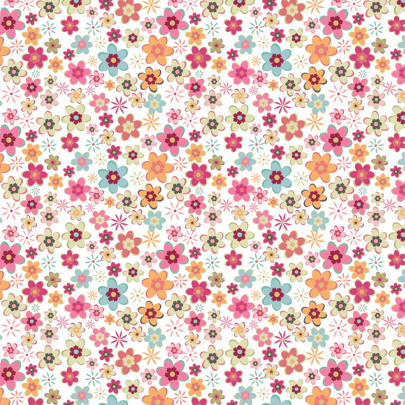Poppie Cotton Calico Cowgirls CW24816 Cowgirl Meadow White By The Yard
