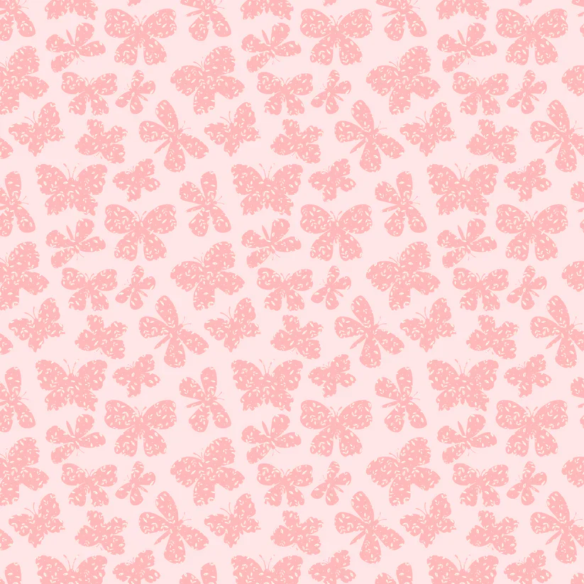 Poppie Cotton Painted Blossoms PB24655 Scattered Butterflies Pink By The Yard