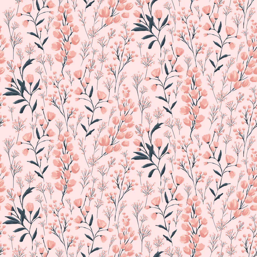 Poppie Cotton Painted Blossoms PB24658 Field Of Dreams Pink By The Yard