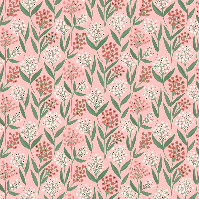 Poppie Cotton Painted Blossoms PB24668 Barely Buds Pink By The Yard