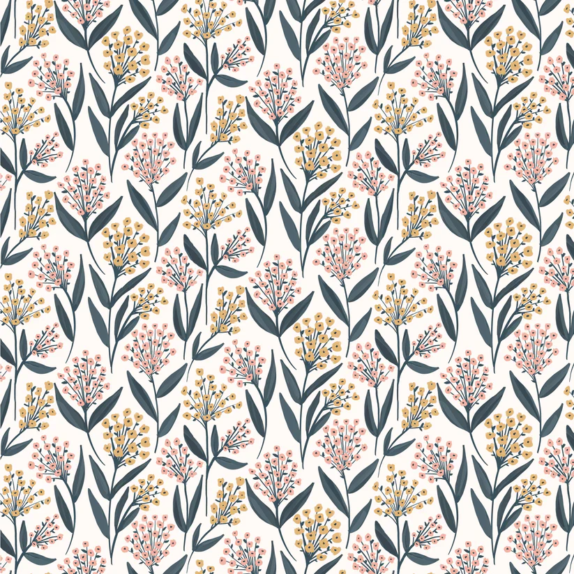 Poppie Cotton Painted Blossoms PB24670 Barely Buds White By The Yard