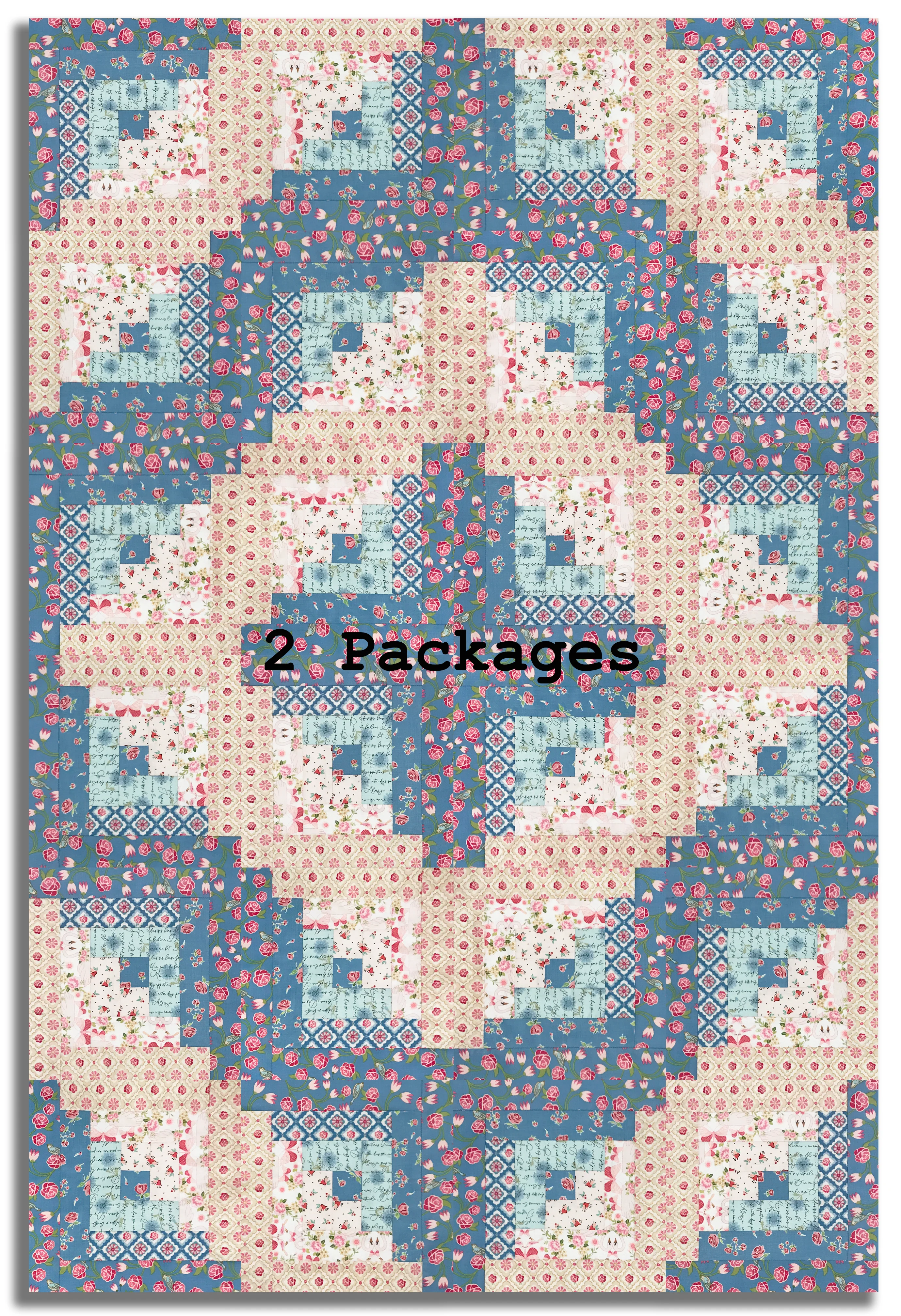 Poppie Cotton Pre-Cut 12 Block Log Cabin Quilt Kit - Stolen Moments - Image 4