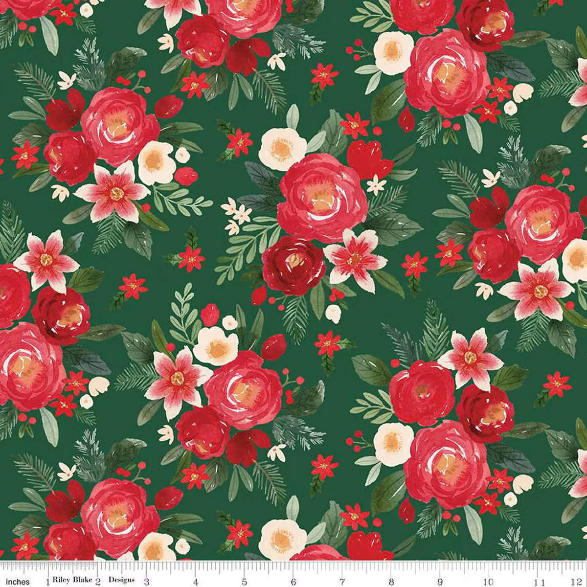 Riley Blake Charming Christmas C16350 Green Main Print By The Yard