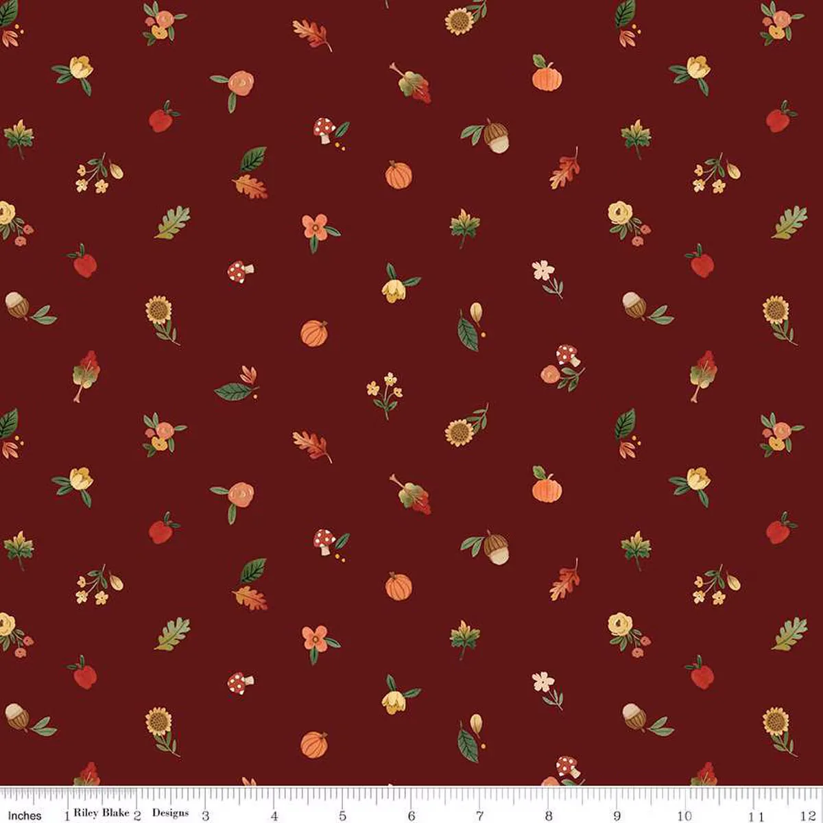 Riley Blake Happy Fall Days C16345 Maroon Fall Things By The Yard
