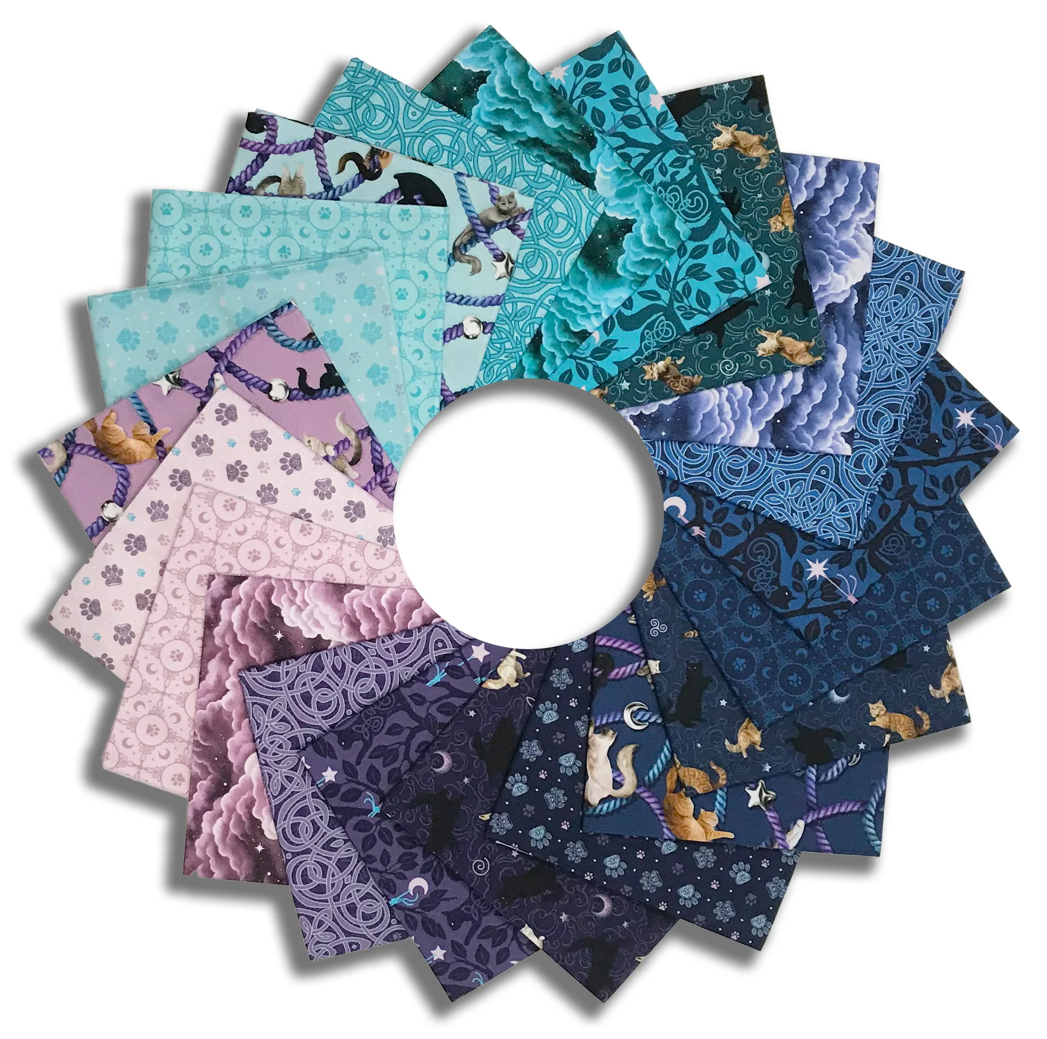 Riley Blake Pre-Cut 21 Piece Fat Quarters FQ 16580 21 - Celtic Cats