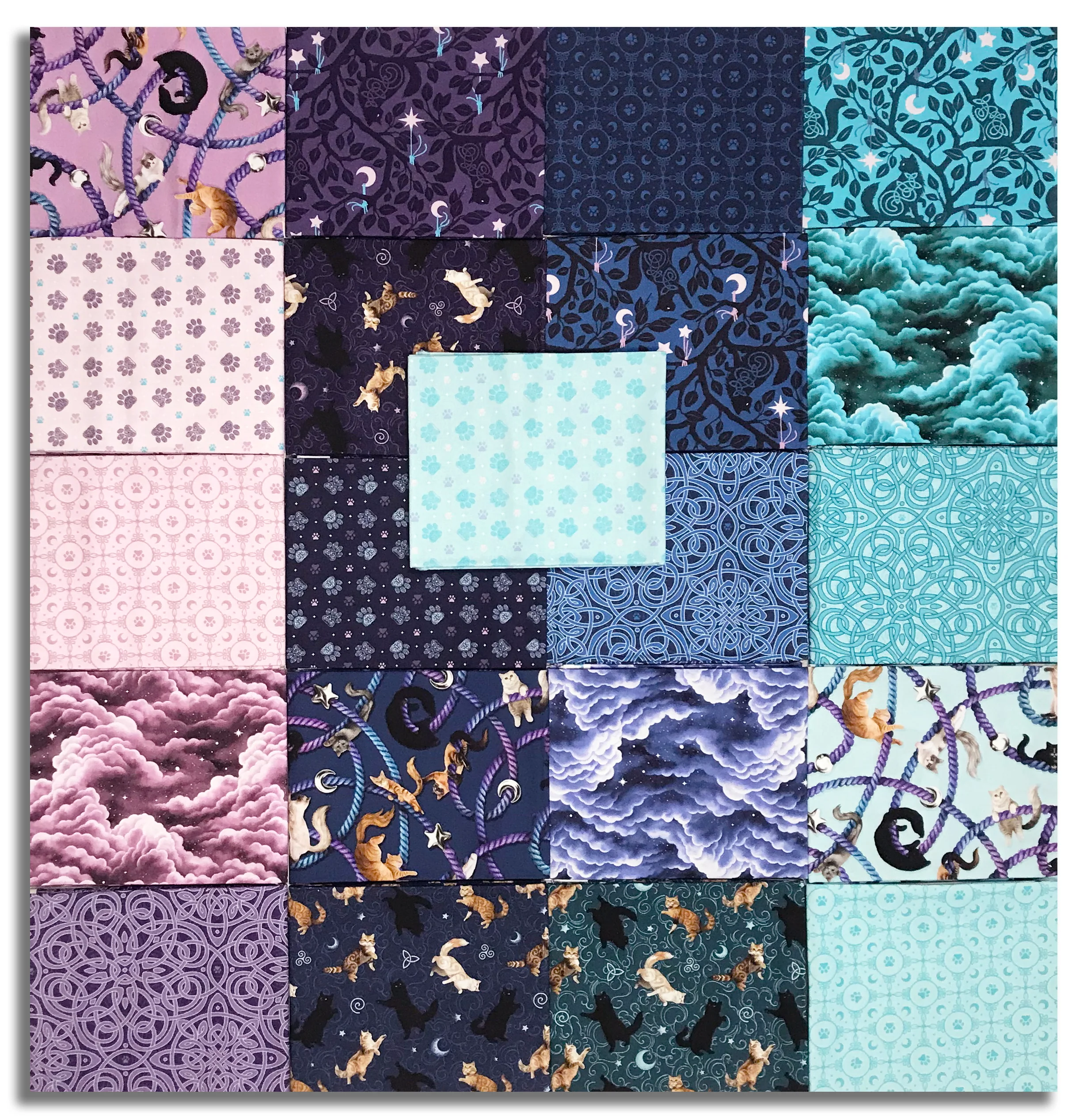 Riley Blake Pre-Cut 21 Piece Fat Quarters FQ 16580 21 - Celtic Cats - Image 2