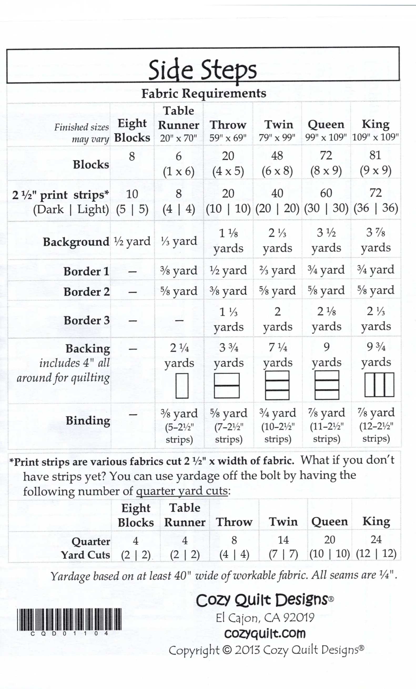 SIDE STEPS - Cozy Quilt Designs Pattern - Image 2