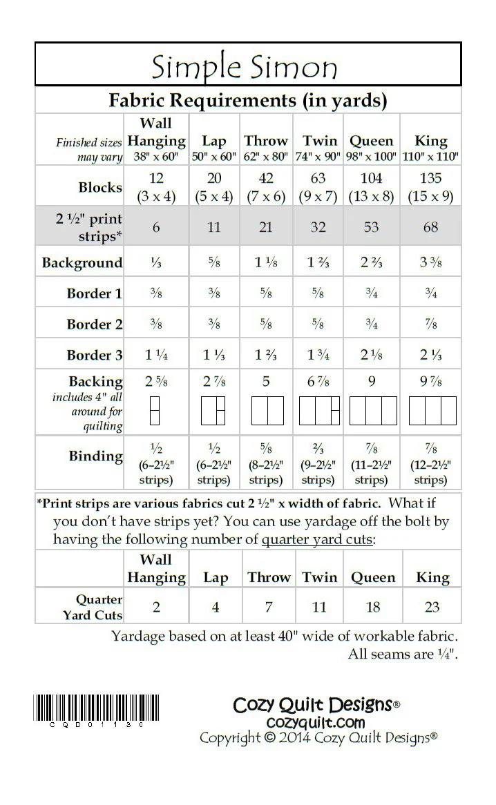 SIMPLE SIMON - Cozy Quilt Designs Pattern DIGITAL DOWNLOAD - Image 2